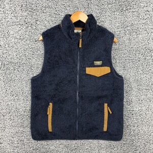 LL Bean Vest Mens Medium Blue Sherpa Fleece Full Zip Outdoor Hiking Vest